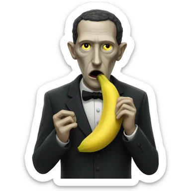 Lovecraft eating a banana sticker