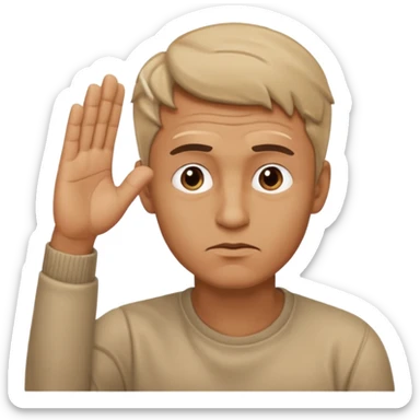 the man is deep in thought, raised one hand, showing something sticker