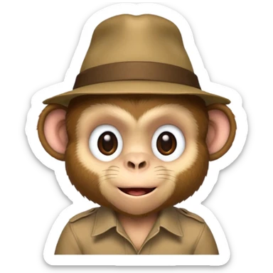 monkey with hat and shirt sticker
