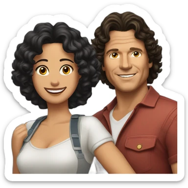 Carlos Vives with Colombian woman of 30's with short curly black hair sticker