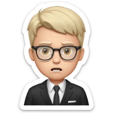 aggressive boy with glasses in suit sticker