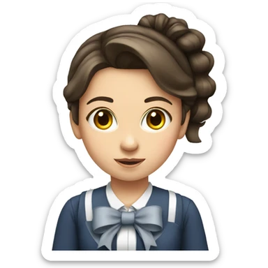 pretty brunette school girl with bow in her hair sticker