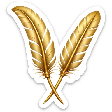two golden quills crossing eachother in a x sticker