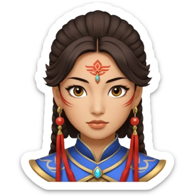 ESO female Chinese warrior with lashes and earrings sticker