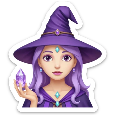 Purple Pastel Witch With Quartz Crystals sticker