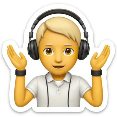 emoji with head phone holding both hands listening  sticker