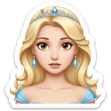 blonde model with brown eyes, luxury makeup, disney princess sticker