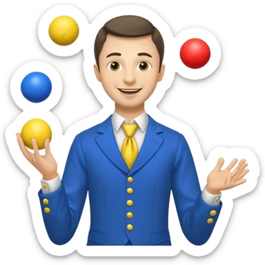 circus juggler zelensky juggling two balls blue and yellow sticker