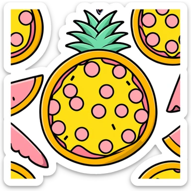 hawaiian pizza with pineapple and ham sticker