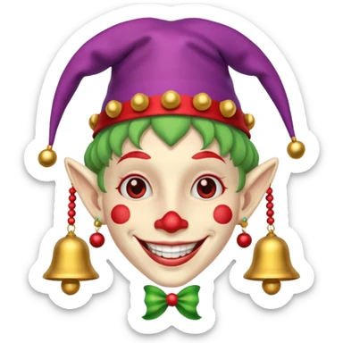 Jester – Smiling trickster with colorful hat and bells sticker