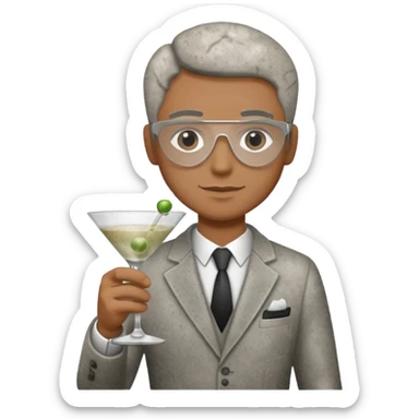 a pile of dust holding a martini sticker