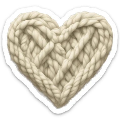 Cream Cable knit heart sticker