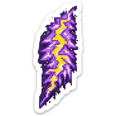 purple lightning striking downward, small sparkles sticker