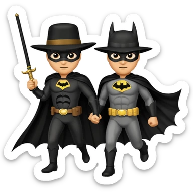  Zorro Batman chasing baddies  sticker