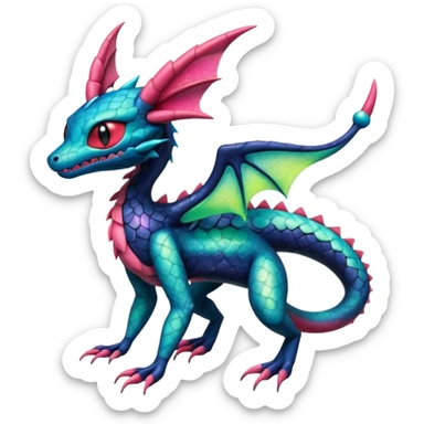 Spooky ghastly oily scaly stitched colorful Salandit-Flygon-Sylveon-Umbreon-fusion-Pokémon-hybrid-creature  sticker
