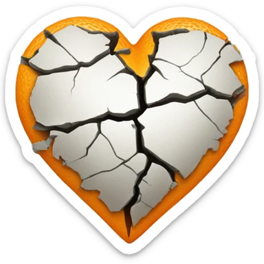 Orange heart broken sticker