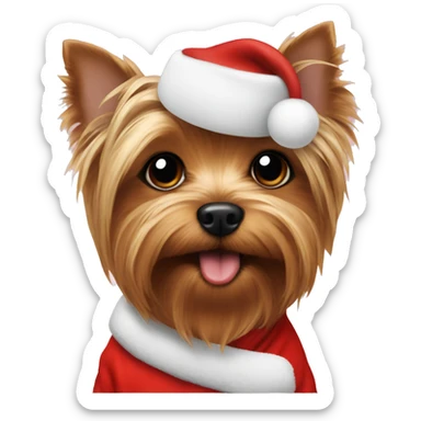 yorkie dog wearing santa pajamas  sticker