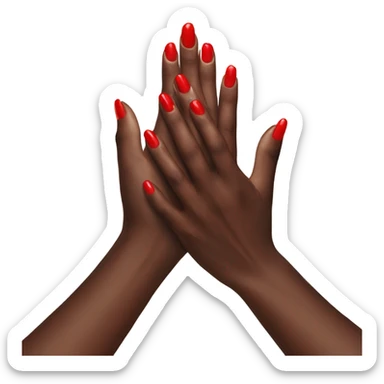 Full one hand manicure hand from profile red nails  sticker