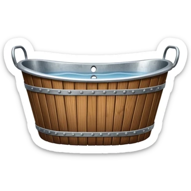 oaken tub ribbed with metal strips, for bathing sticker