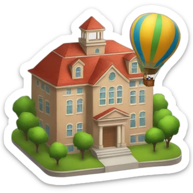 School suspended by hot air balloons sticker