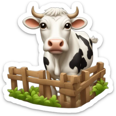 Caca qui court avec une tête de vache sticker