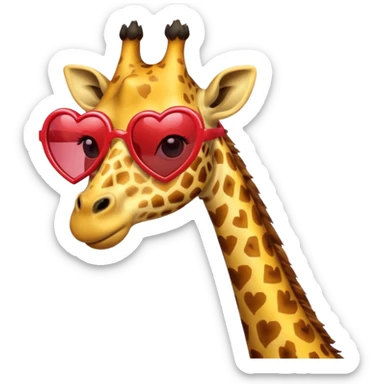 Giraffe with heart shape sunglasses sticker