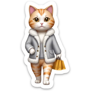 Cat going to shopping in the mall sticker