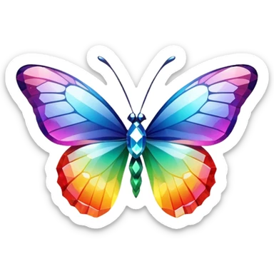 One Shiny-Colorful-Sparkly-Rainbow-Gradient-Crystal-Gem-Butterfly-Crystal-Fly sticker