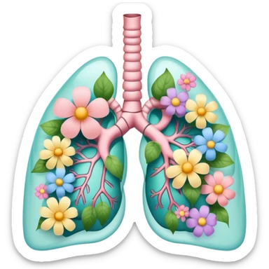 Pastel transparent anatomy lungs and flowers sticker