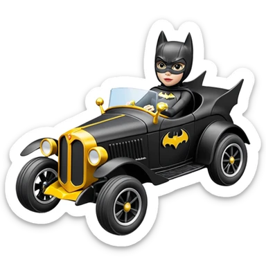 Hot wheels racing cartoons BatGirl’s 1932 stealth retro cat burglar sporty off-road pursuit mobile cruiser car (reclined seating position) sticker