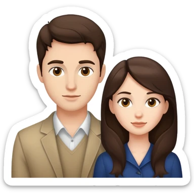 A brunette woman with a brunette man sticker