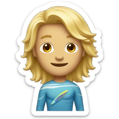 A man with blond hair thats long and hes a surfer dude sticker