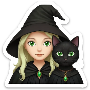 Witch with cat companion sticker