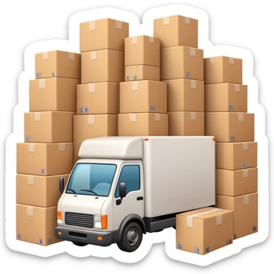 delivery truck overflowing with packages in the back sticker