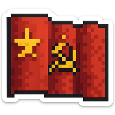 Soviet Union flag in pixel art style with a star and a border sticker