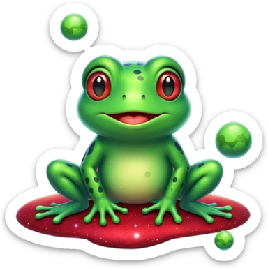 Frog Happy Cute Red Glitter Space sticker