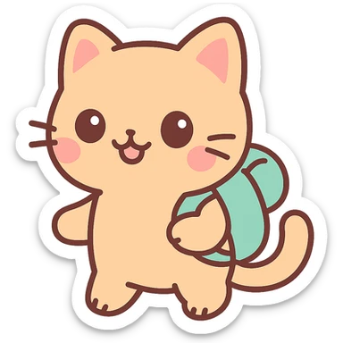 anime style cat with a backpack, cute and expressive sticker