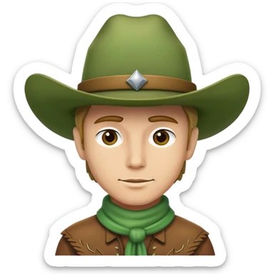 Cowboy wearing a green hat sticker