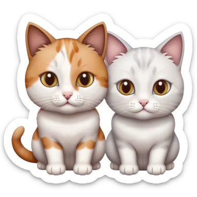 Two cats, the first one is white with different eyes color, another one is brown and gray and white. sticker