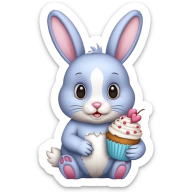 Rabbit with cupcake sticker