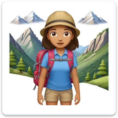 girl back packing mountains background  sticker