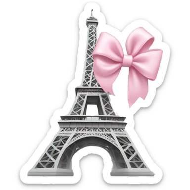 Light grey Eiffel Tower and baby pink bow on it sticker