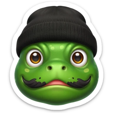 frog with beard and moustache and black beanie sticker