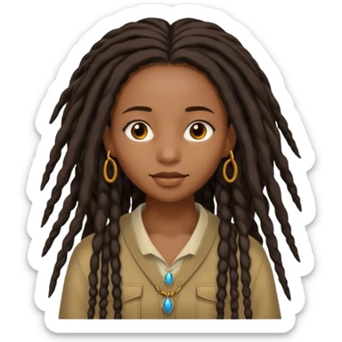 Black girl with long flowy middle parted dreads sticker