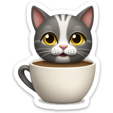 a relieved cat grabbing a tasty cup of coffee sticker