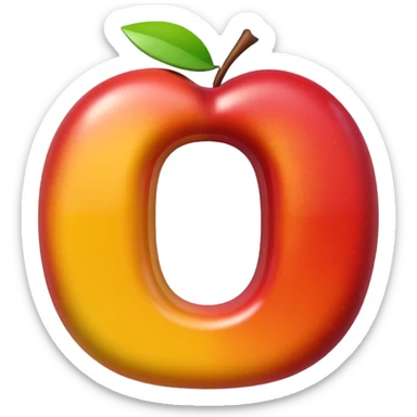 Apple style 3D emoji of the letter O, shiny, smooth, rounded, colorful, with the same toy-like texture as official Apple emojis sticker