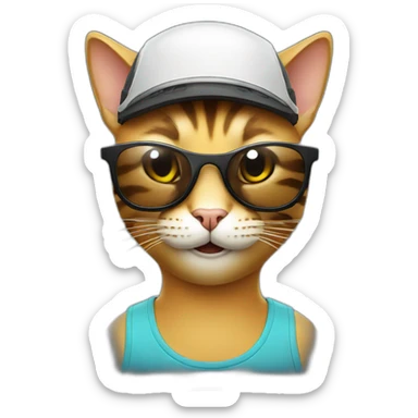 smiling-cat-with-cyclist-sunglasses sticker