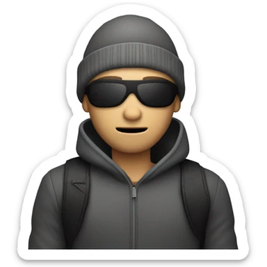Robber with a beanie and a money bag around his shoulder. sticker
