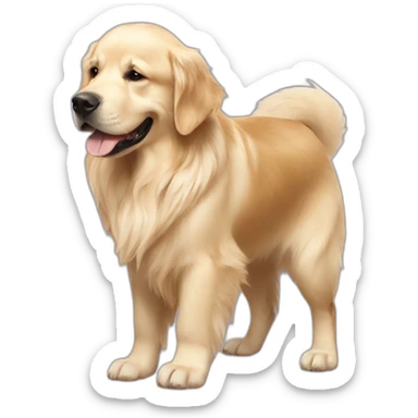 English cream golden retriever with a sloth on his back sticker