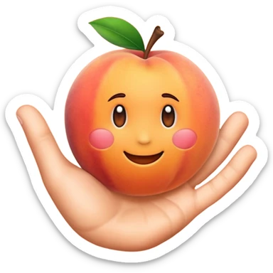 Peach emoji with hand print on it sticker
